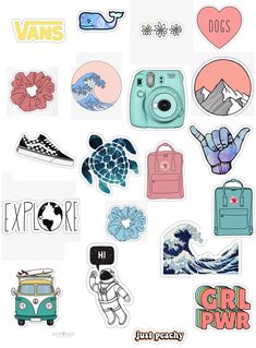 various stickers with different designs on them