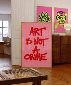 🎨✨ Art Is Not A Crime Graffiti Canvas Print - Trendy Pop Art for Modern Wall Decor ✨🎨 Elevate your space with our "Art Is Not A Crime" Graffiti Canvas Print! Featuring bold red text on a vibrant pink background, this piece brings a burst of color and rebellious spirit to any room. As part of our Street Graffiti Wall Art collection, this canvas art is perfect for those who appreciate the edgy and dynamic nature of street art. Whether displayed in your living room, bedroom, or office, it adds a Pop Art Wall Canvas, Street Graffiti Wall Art, Wall Art Street, Graffiti Text, Pop Art Design, Street Graffiti, Graffiti Wall Art, Pop Art Print, Art Street