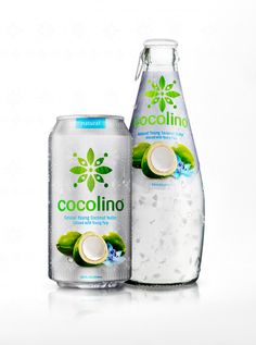 two bottles of coconut water next to each other