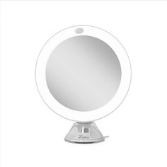 a white mirror sitting on top of a metal stand