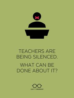 a green poster with the words teachers are being sliced, what can be done about it?