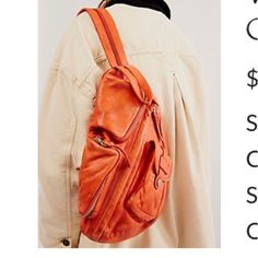 Bnwt! Free People! 'We The Free' Sparrow Convertible Sling Bag In 'Brick'! Deep Orange/Red! Free Bag, Sling Bag, Convertible, Free People, Bag Lady, Orange, Red, Women Shopping, Color