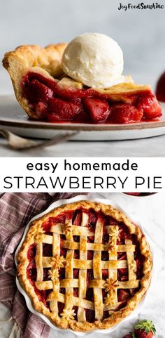 an easy homemade strawberry pie with fresh strawberries on top