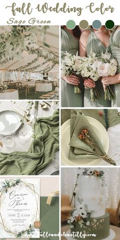 the wedding color scheme is green and white