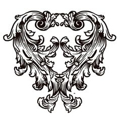 an ornate design in black and white with swirls on the edges, vintage line drawing or engraving illustration