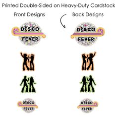 Whether hosting a large group celebration with multiple tables or inviting your closest friends over for a 70's Disco - 1970s Disco Fever Party, create easy DIY party centerpieces with our 35-piece showstopper table toppers. 70's Disco table topper cut-outs are professionally printed double-sided on sturdy cardstock paper with a photo-like shine and include 35 wooden dowels and clear stickers for at home assembly. Add assembled centerpiece sticks to floral vases, candy jars, or any sturdy contai Disco Table, Disco Fever Party, Party Centerpieces Diy, Paper Centerpieces, Simple Table Decorations, 70s Disco Party, 70's Disco, Diy Prom, Disco 70s