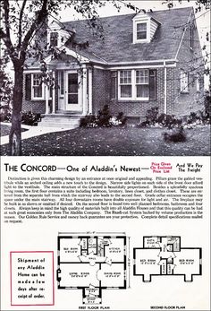 an ad for the concord one - of - a - kind house, with floor plans