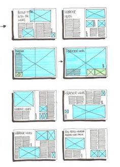 the steps in how to make a website page with blue paper and black marker markers