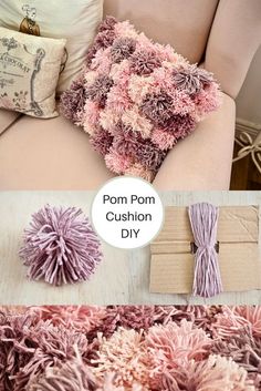 how to make pom - pom cushion diy for home decor or crafts