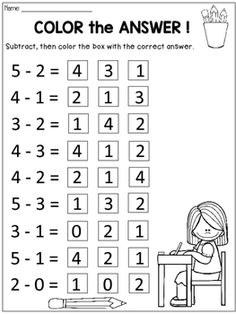 the color the answer worksheet for students to practice their numbers and counting skills