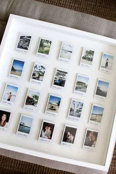 a white framed photo with many pictures on it