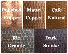 the names of different types of coppers