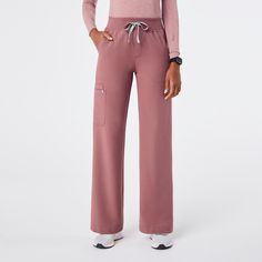 Official FIGS® Scrubs. Ridiculously Soft Scrubs Designed Just For You. Get Free Shipping On Orders $50+! | FIGS Womens Mauve High Waisted Isabel Wide Leg - Scrub Pant Fig Scrubs, Black Figs, Leg Scrub, Black Fig, Figs Scrubs, Scrub Pants, Christmas List, Medium Length, Christmas Ideas