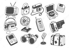 various types of electronic devices and gadgets on a white background stock photo, images and royalty