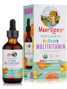 Introducing MaryRuth Organics' Organic Infant Multivitamin Liquid Drops (Iron-Free), Orange Vanilla Flavor – a delicious and nutrient-packed solution designed to support your baby's growth and development. These easy-to-take drops are formulated with essential vitamins such as A, C, B6, B12, D3, E, iron, zinc, and choline, all in a delightful orange-vanilla flavor. |  | Vitamin D, in the form of D3, supports bone health and development, mirroring the natural production in your child's body when Maryruth Organics, Liquid Multivitamin, Vanilla Flavor, Daily Vitamins, Essential Vitamins, Brain Development, Vitamin Supplements, Ascorbic Acid, Bone Health