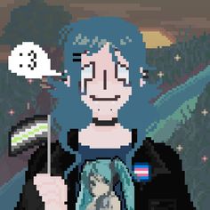 a pixel art image of a woman holding a tennis racket