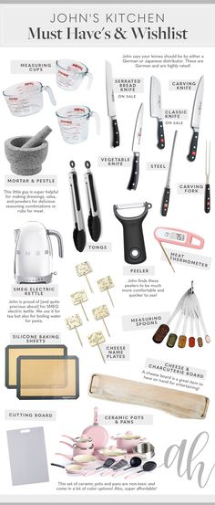 the kitchen must have's and wishlist is shown in this info sheet, which includes