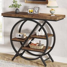 4-Tier Console Table, 39.4 Entryway Table with Geometric Metal Frame Tribesigns Staggered Shelves, Console Table Rustic, Wooden Wine Bottle Holder, Twin Bed Frame Wood, Sofa Table With Drawers, Console Table Entryway, Mid Century Contemporary, Narrow Table, Metal Console Table