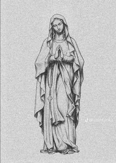 a drawing of the virgin mary