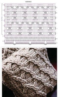 the crochet pattern is shown in two different colors