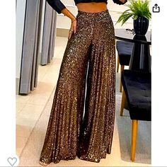 Womens High-Waisted Sequin Glitter Flare Casual Wide Leg Pants,Sequined Wide-Leg Pants High Waisted Flare Pants, High Waist Wide Leg Pants, Party Pants, Casual Night Out, Estilo Chic, High Waisted Flares, Pantalon Large, Flare Pants, Summer Wardrobe