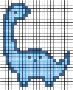 a cross stitch pattern of a blue dinosaur