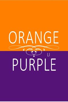 an orange and purple banner with the words orange, purple in white lettering on it