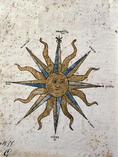 the sun is depicted in an old book