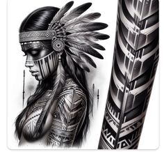 Native American Leg Sleeve, Indian Princess Tattoo, Native American Indians Tattoo, Indian Warrior Tattoo, Indian Tattoo Ideas, Native American Chief Tattoo, Indian Women Tattoo, Chief Tattoo, Taino Tattoos