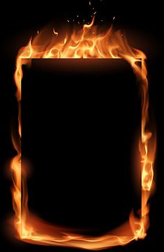 a square fire frame on a black background with some bright orange flames in the center