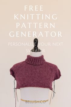 a mannequin with the text free knitting pattern generator personalize your next sweater