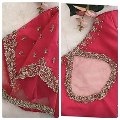 Here Are The Latest Designs For Bridal Blouses With Maggam Work. The Maggam Work With Kundan, Thread And Spring Can Be Customised Along With The Cloth Color You Want To Choose. Having These Kind Of Maggam Work Blouses Is Very Trendy For Traditional Gatherings And Poojas.  This Enhances The Beauty Of Any Saree When This Is Teamed Up With Different Kind Of Maggam Designs. The Combination Of Aari And Zardosi Works Make This Maggam Designs Look Very Elegant And Beautiful. We Customize The Blouse As Per Your Measurements And The Preferred Colours. You Just Have To Share The Saree Colour And We Will Take Care Of Everything. Disclaimer: Colour May Slightly Vary Due To Photography Effects And Screen Resolution. We Do Our Best To Reach Your Expectation As We Understand The Pulse Of Our Customers. Neted Blouse Designs Latest Back, Net Maggam Work Blouses, Neted Blouse Designs Latest, Aari Work On Net Blouse, Pattu Saree Blouse Designs Simple Latest, Embroidery Blouse Saree, Maggam Designs, Pink Blouse Designs, Magam Work