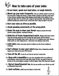 a poster with instructions on how to take care of your voice