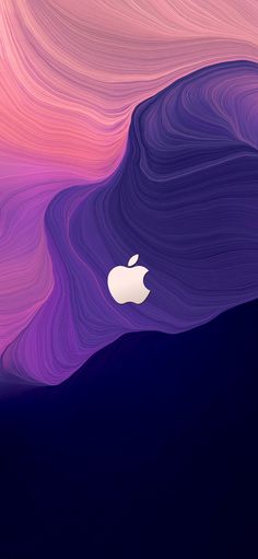 an apple logo is shown on the back of a purple and pink iphone wallpaper