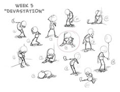 a cartoon character is doing various poses