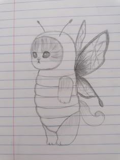 a drawing of a bee on lined paper