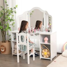 Color White/Pink Size 9"×9.5"×3" Product Dimensions 16"D x 16"W x 46"H Furniture Finish Kids Vanity Brand INFANS About this item 🎁2 IN 1 PRINCESS MAKEUP DESK & CHAIR SET: Every girl has a Princess dream, Makeup or dress up beautifully. A pink or white dresser set is a perfect gift to let the child do their own makeup. This dresser is a great choice for children, which not only satisfies their princess heart, but also enriches their imagination. It is the perfect birthday gift or Christmas gift Toddler Vanity, Childrens Dresser, Kids Vanity Set, Girls Dressing Table, Small Storage Shelves, Large Bookshelves, Princess Makeup, Dressing Table With Chair, Makeup Desk