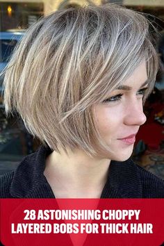 Cool Smokey Blonde Choppy Bob with Layers for Thick Hair Layered Choppy Bob, Smokey Blonde, Be Unrecognizable, Kinds Of Haircut, Trendy Bob