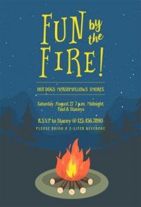 the poster for fun by the fire shows a campfire in front of a night sky