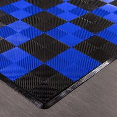 a blue and black checkered table top