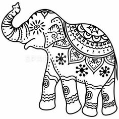 an elephant with patterns on it's body