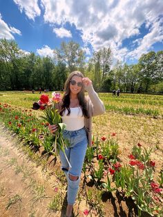 Tulips. Outside. Spring. OOTD. Outdoors. Tulip Picking Photos, Flower Garden Outfit Ideas