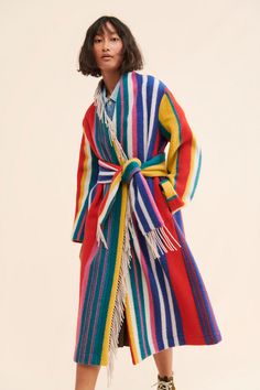 Hai Striped Coat | Nuuly Rent Winter Fashion, Striped Coat, Statement Coat, Knitting Inspiration, Colorful Fashion, Look Fashion, Fashion Magazine, Autumn Winter Fashion, Style Me