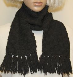 Black Scarf Hand Knit