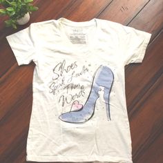 Nwot Disney Cinderella T-Shirt Perfect For Every Disney Princess Great To Gift To A Cinderella Disney Fan Collector Smoke Free Home 100% Cotton Love The Sparkle In The Words As Shown In The Pics With Silver Rhinestones On The Shirt Love The Detail In The Cinderella Silhouette On The Shoe As Shown In The Pics Cinderella Tshirt, Every Disney Princess, Cinderella Silhouette, Cinderella 3, Disney Outfits Women, Cinderella Disney, Disney Cinderella, Disney Fan, Disney World Trip