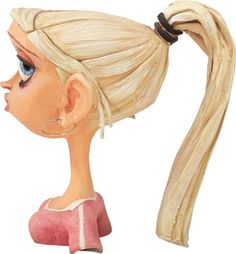 a statue of a blonde haired girl with ponytails