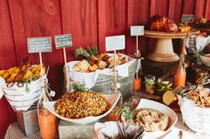 a table filled with lots of different types of food