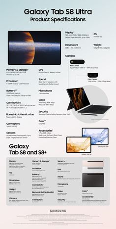 an advertisement for samsung's new laptop, the galaxy tabs 8 0 ultra