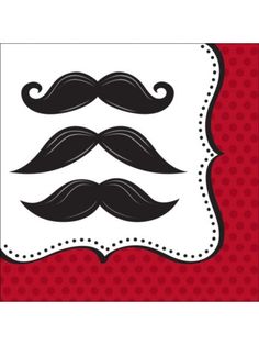 three mustaches on a red and white background