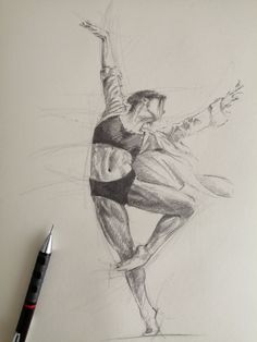 a pencil drawing of a male dancer